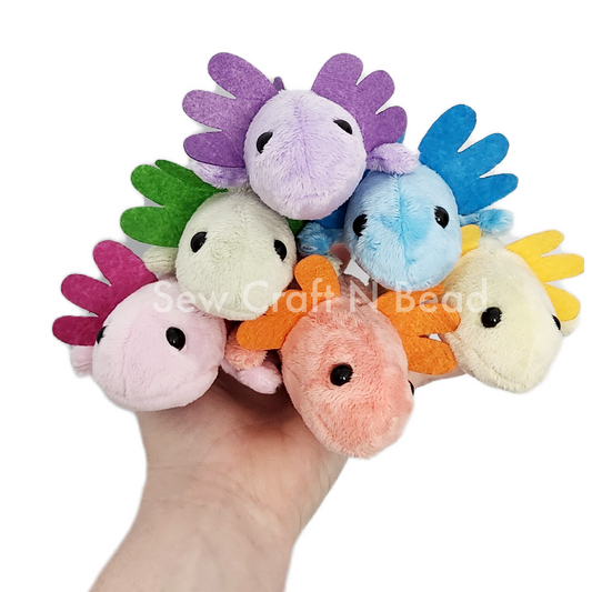 Pink Axolotl Plush, Orange Axolotl Plush, Yellow Axolotl Plush, Green Axolotl Plush, Blue Axolotl Plush, and Purple Axolotl Plush