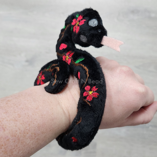 Black Snake Plush with Red Sakura Details (READY TO SHIP)