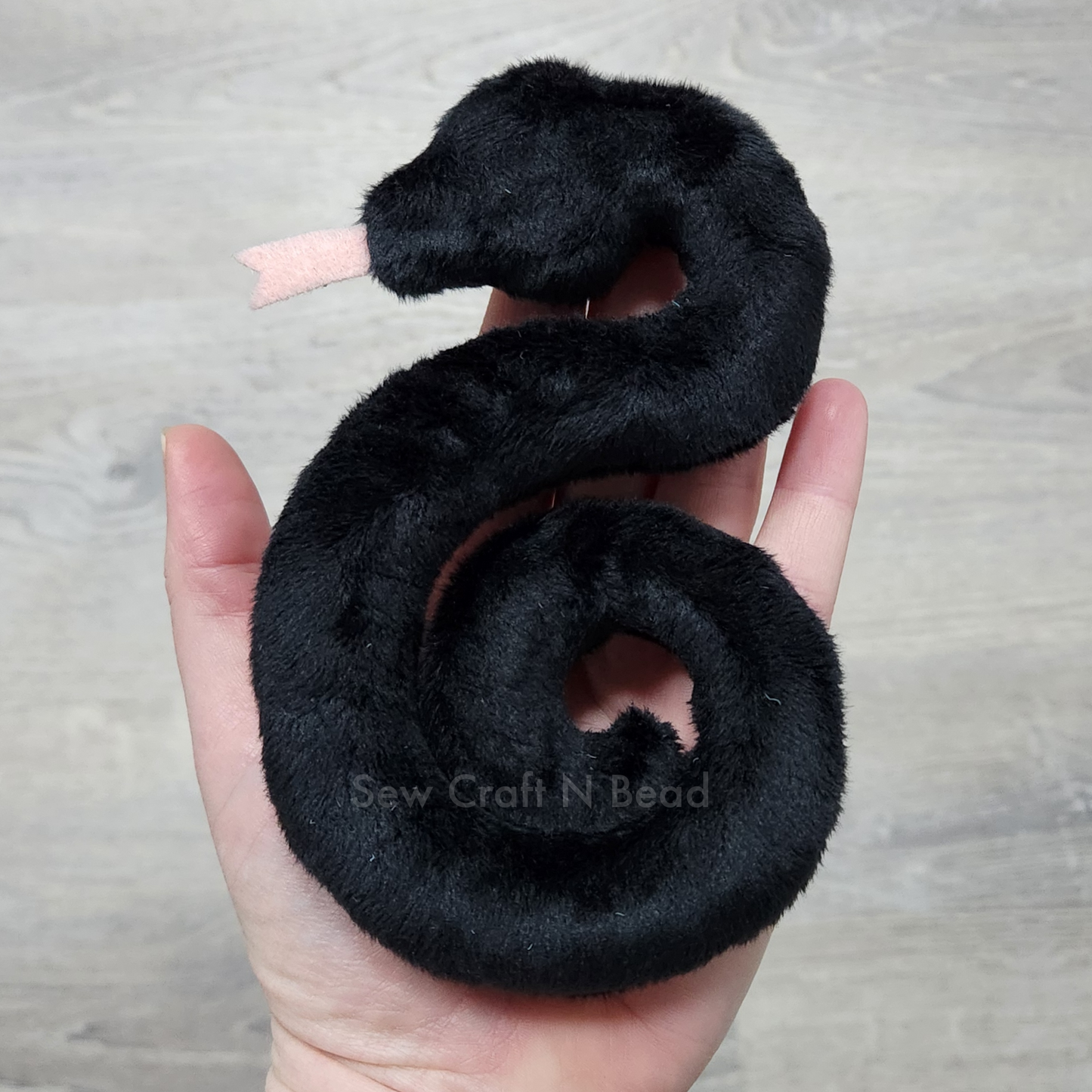 Black Snake Plush with Red Sakura Details (READY TO SHIP)