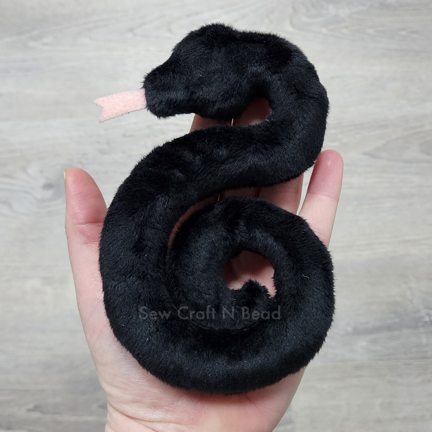 Black Snake Plush with Red Sakura Details (MADE TO ORDER)