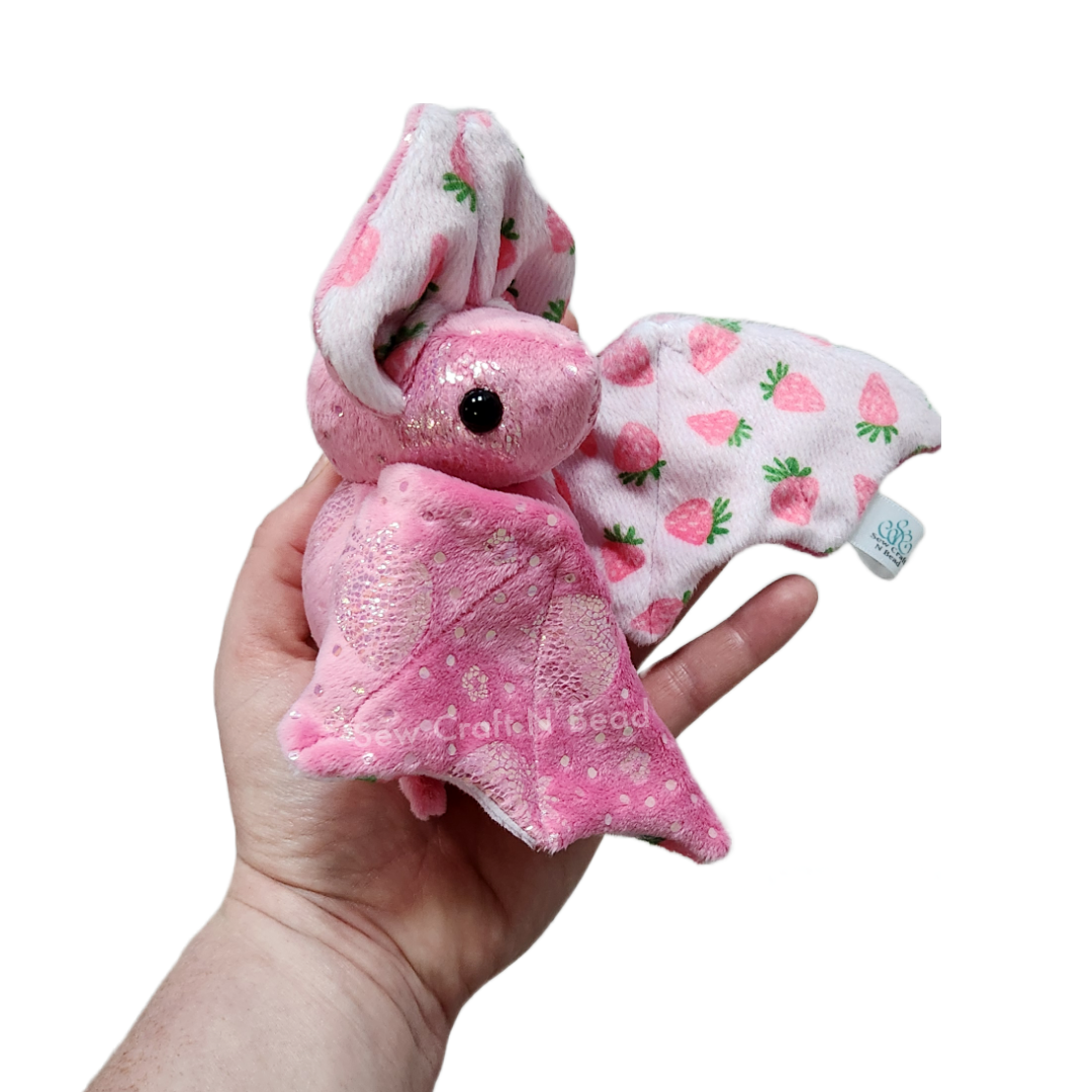 A Special Limited Edition Pink Strawberry Bat Plush Scented or No Scent (MADE TO ORDER)