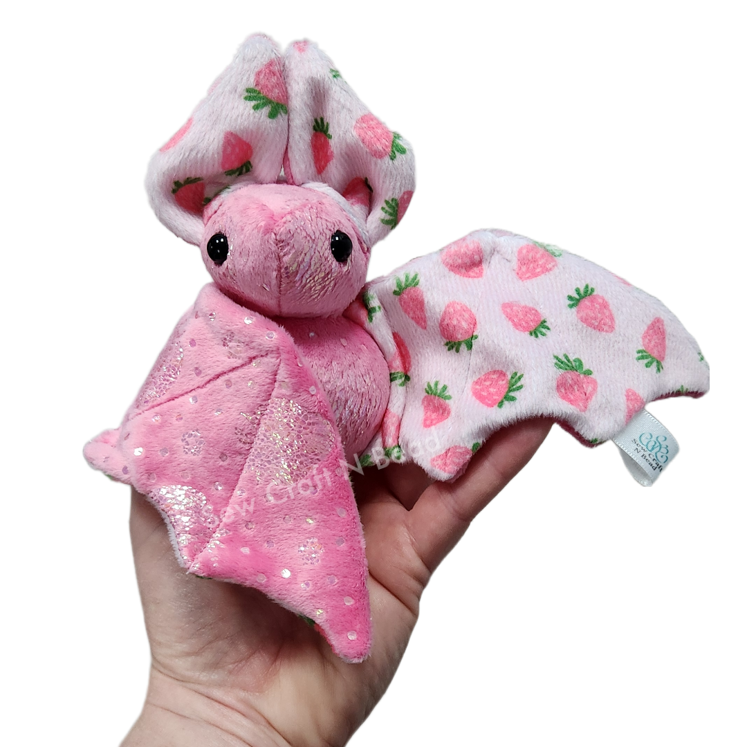 A Special Limited Edition Pink Strawberry Bat Plush Scented or No Scent (MADE TO ORDER)