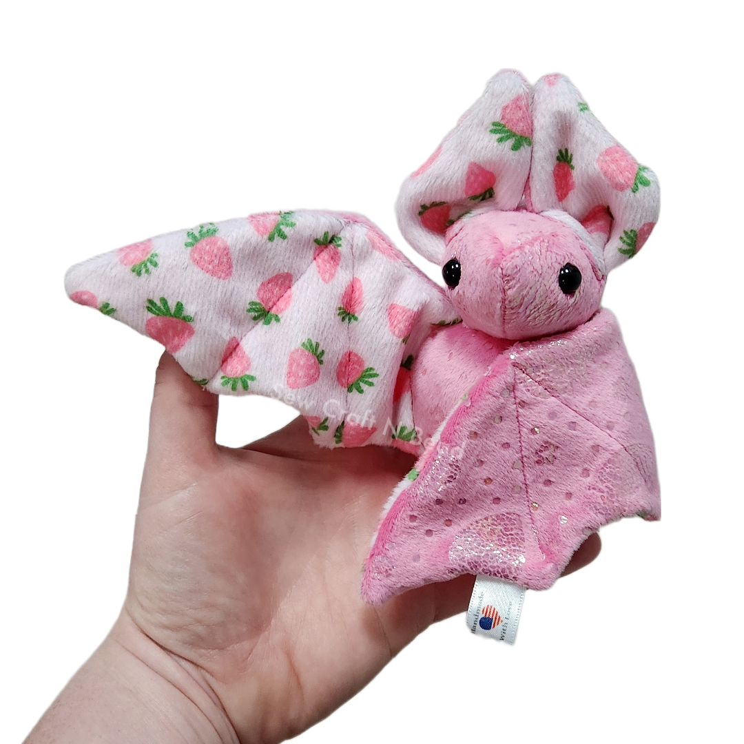 A Special Limited Edition Pink Strawberry Bat Plush Scented or No Scent (MADE TO ORDER)