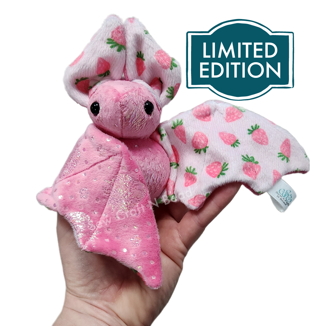 A Special Limited Edition Pink Strawberry Bat Plush Scented or No Scent (MADE TO ORDER)