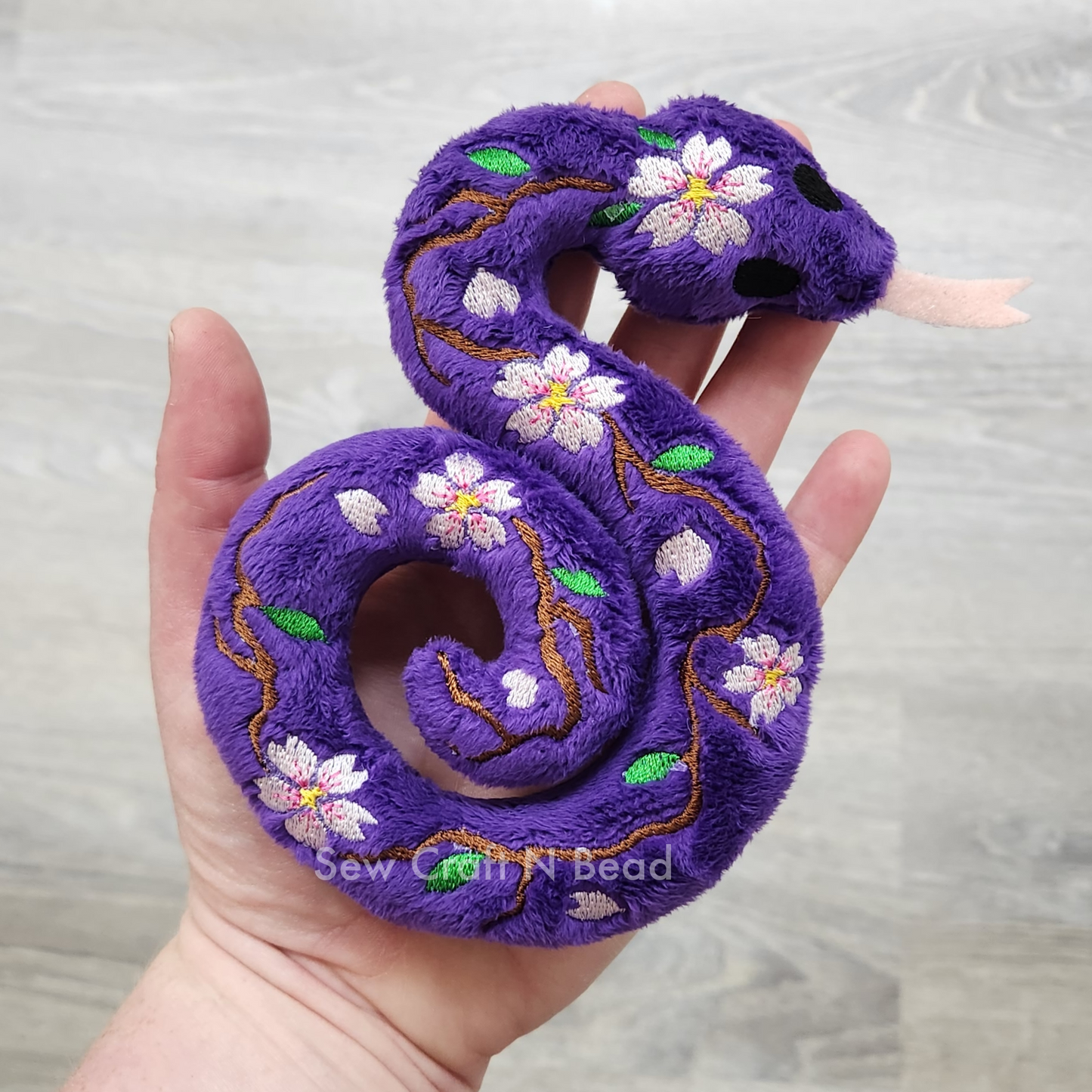 Purple Cherry Blossom Snake Plush (READY TO SHIP)
