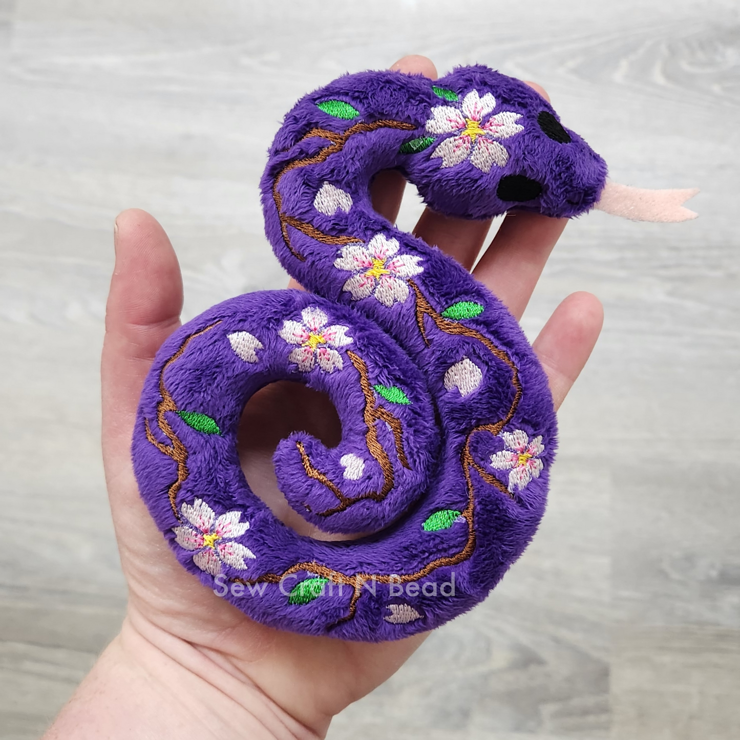 Purple Cherry Blossom Snake Plush (MADE TO ORDER)