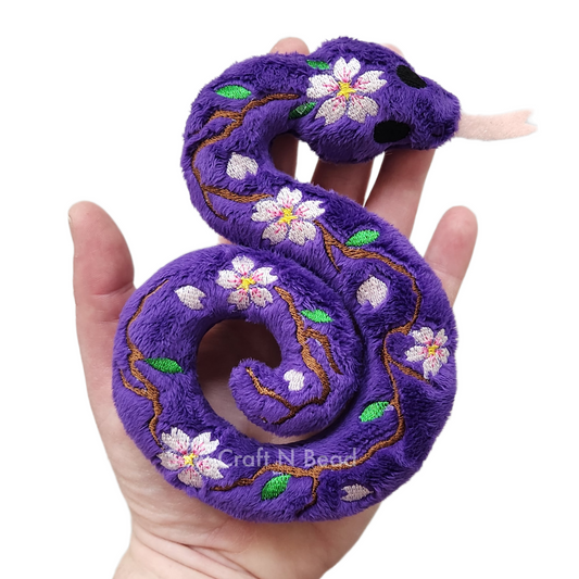 Purple Cherry Blossom Snake Plush (READY TO SHIP)