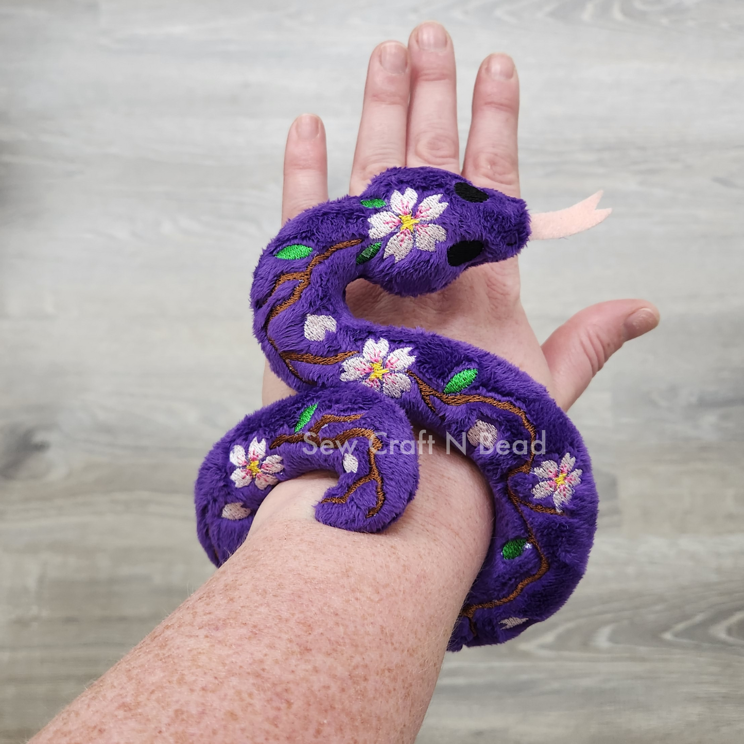 Purple Cherry Blossom Snake Plush (READY TO SHIP)