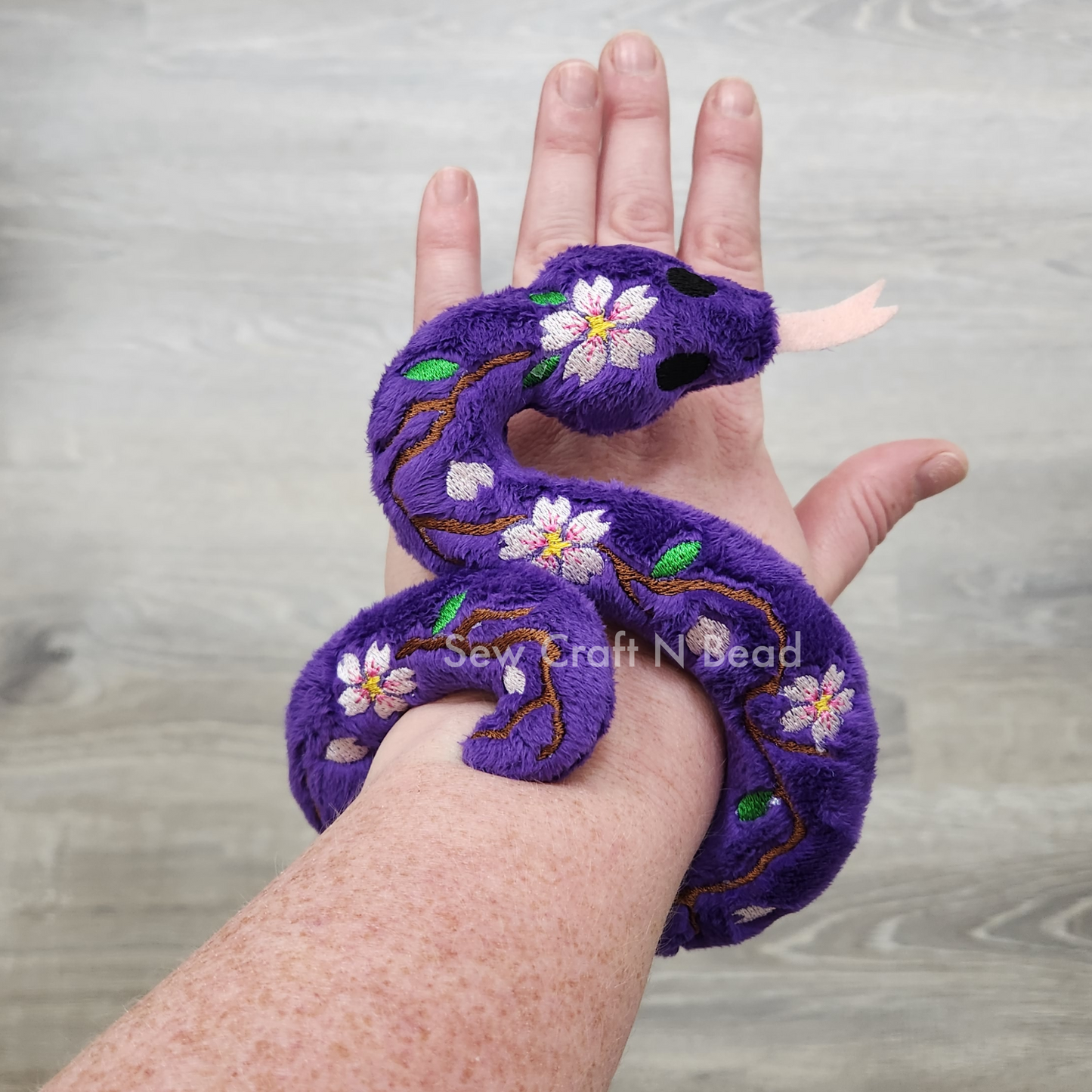 Purple Cherry Blossom Snake Plush (MADE TO ORDER)