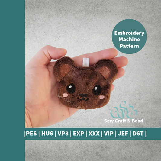 Bear Plush Keychain - ITH Embroidery PATTERN