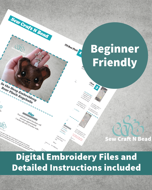 Bear Plush Keychain - ITH Embroidery PATTERN