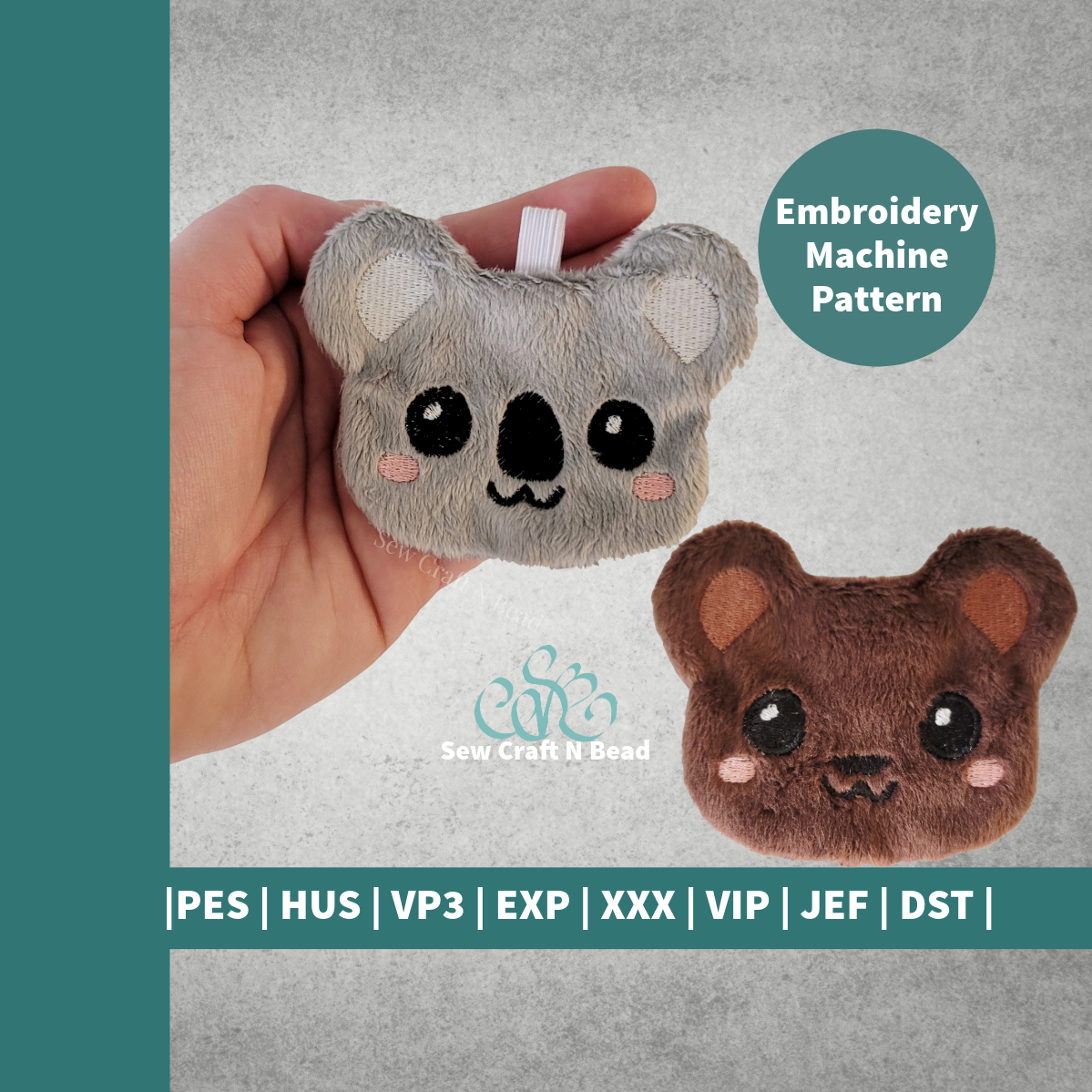 Bear and Koala Bear Bundle Plush Keychain - ITH Embroidery PATTERN