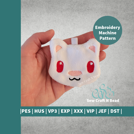 Albino Ferret Plush Keychain - ITH Embroidery PATTERN
