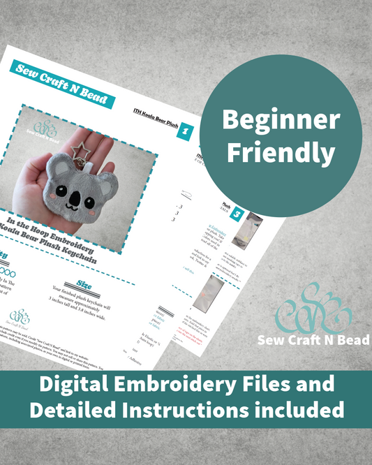 Koala Bear and Bear Plush Keychain - ITH Embroidery PATTERN