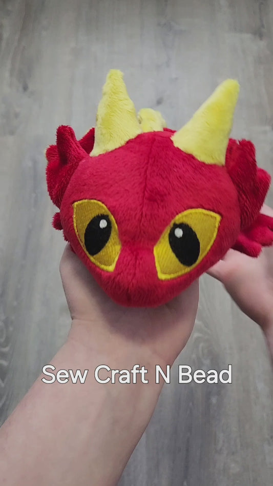 Red Dragon Plush Laying Down (READY TO SHIP)