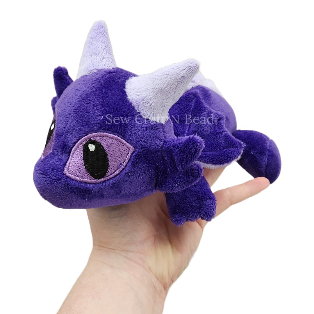Purple Dragon Plush Laying Down (READY TO SHIP)