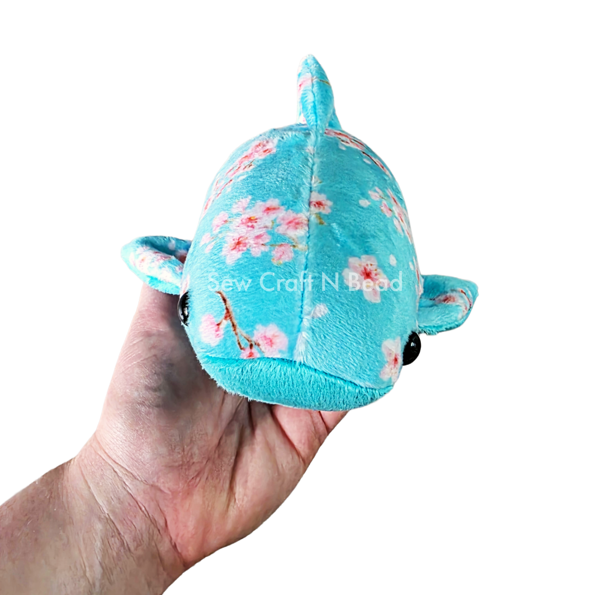 Teal Cherry Blossom Whale Shark Plush (READY TO SHIP)
