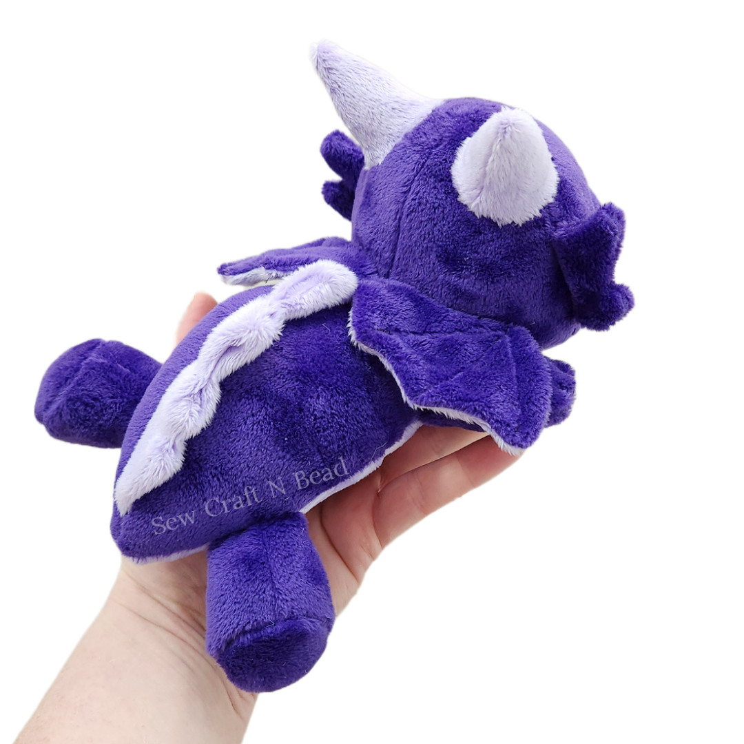 Purple Dragon Plush Laying Down (READY TO SHIP)