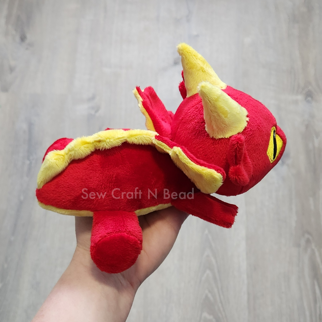 Red Dragon Plush Laying Down (READY TO SHIP)