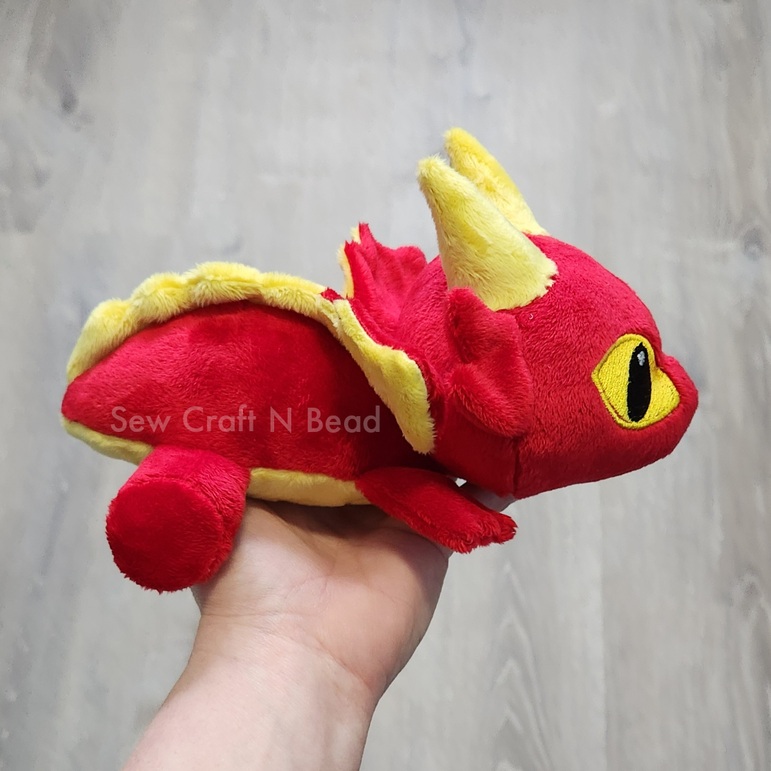 Red Dragon Plush Laying Down (READY TO SHIP)