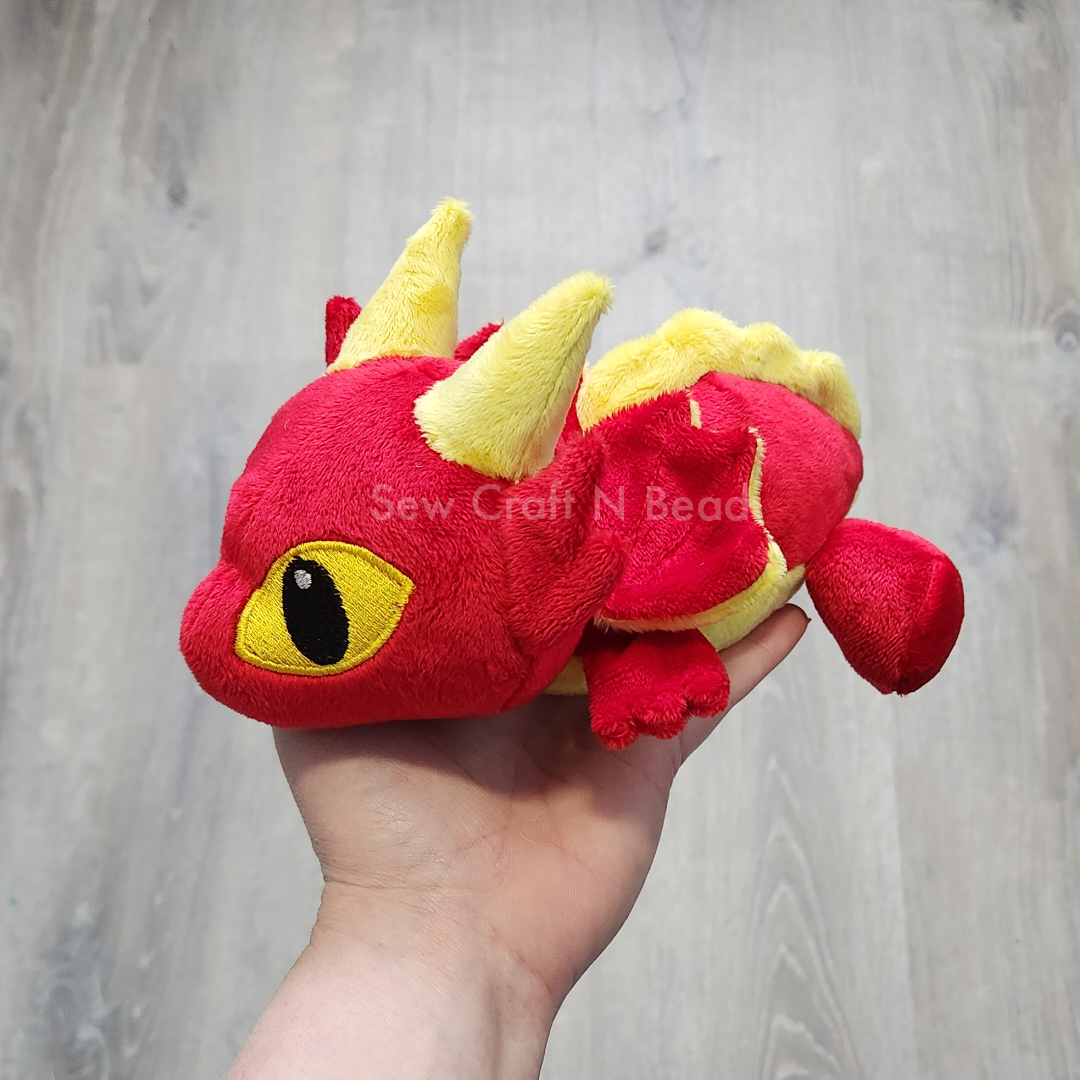 Red Dragon Plush Laying Down (READY TO SHIP)