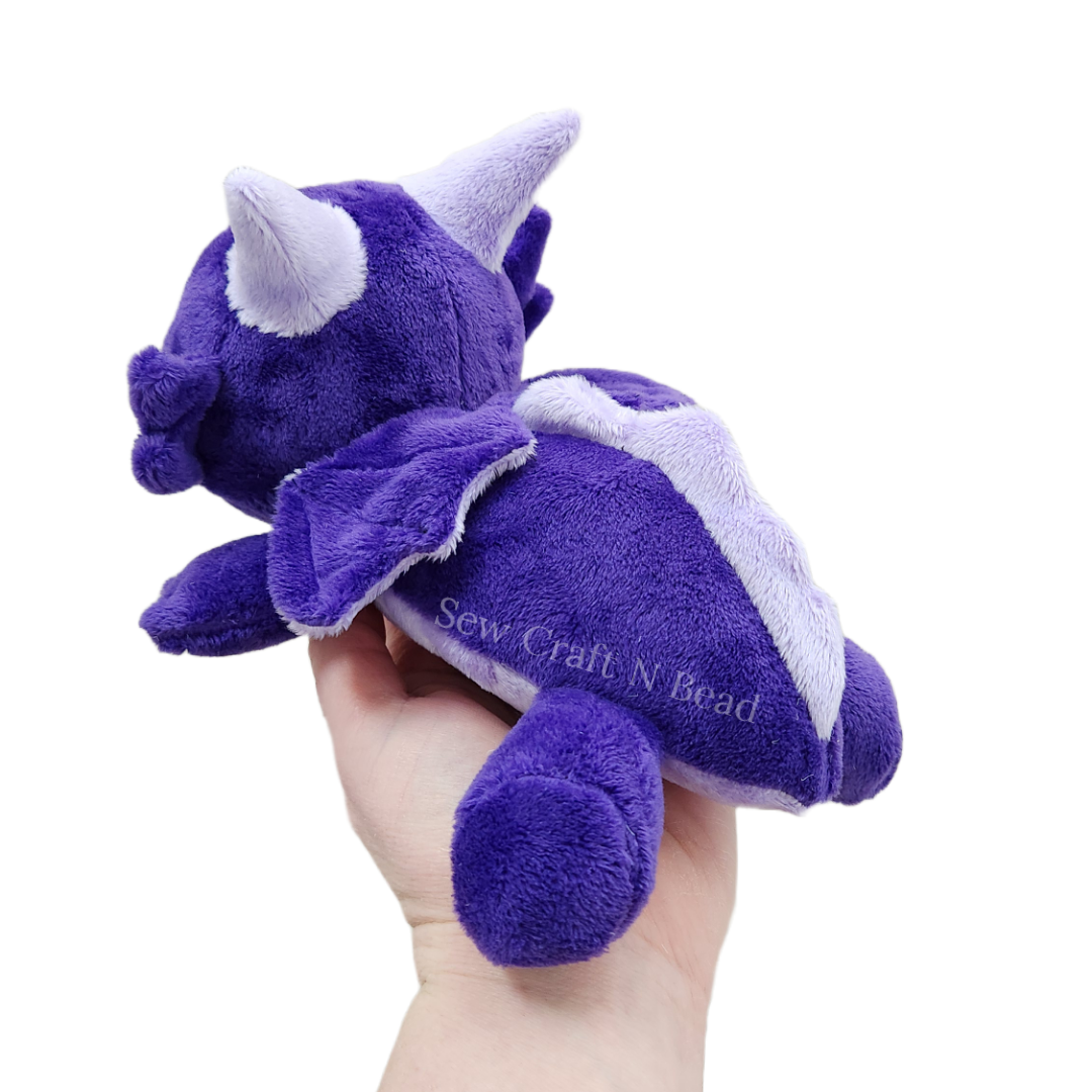 Purple Dragon Plush Laying Down (READY TO SHIP)