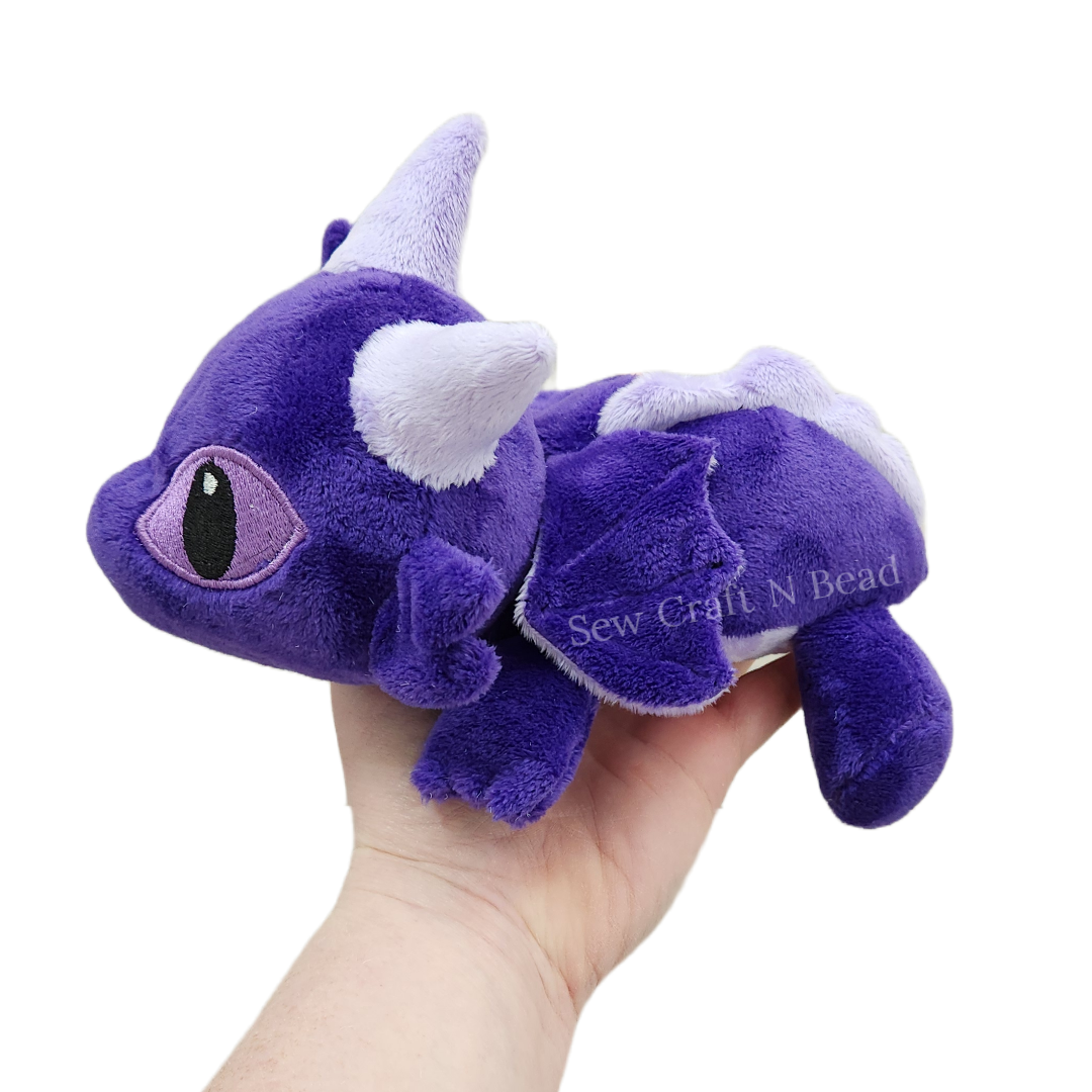 Purple Dragon Plush Laying Down (READY TO SHIP)