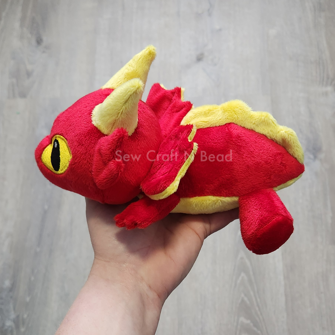 Red Dragon Plush Laying Down (READY TO SHIP)