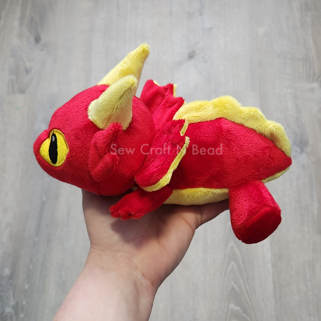 Red Dragon Plush Laying Down (MADE TO ORDER)