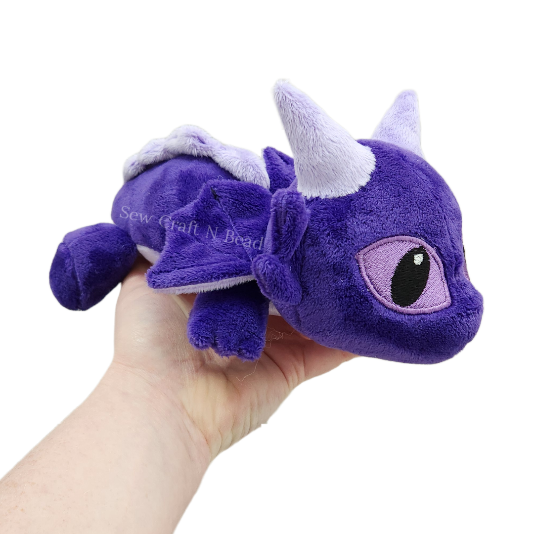 Purple Dragon Plush Laying Down (READY TO SHIP)