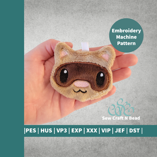 Ferret Sable Plush Keychain - ITH Embroidery PATTERN