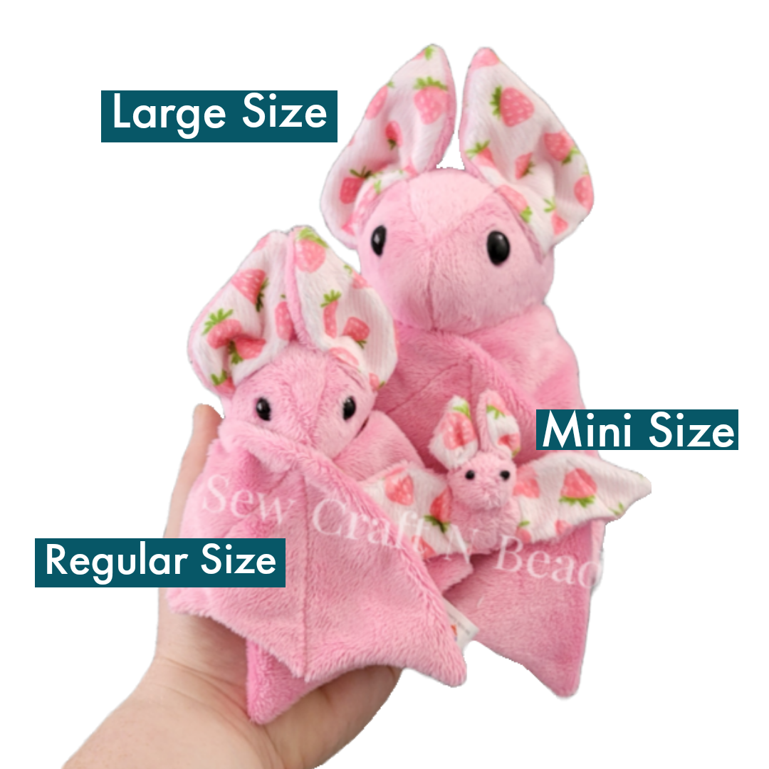 Pink Strawberry Bat Plush Scented or No Scent (MADE TO ORDER)