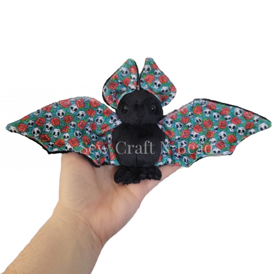 Skull and Rose Bat Plush (READY TO SHIP)
