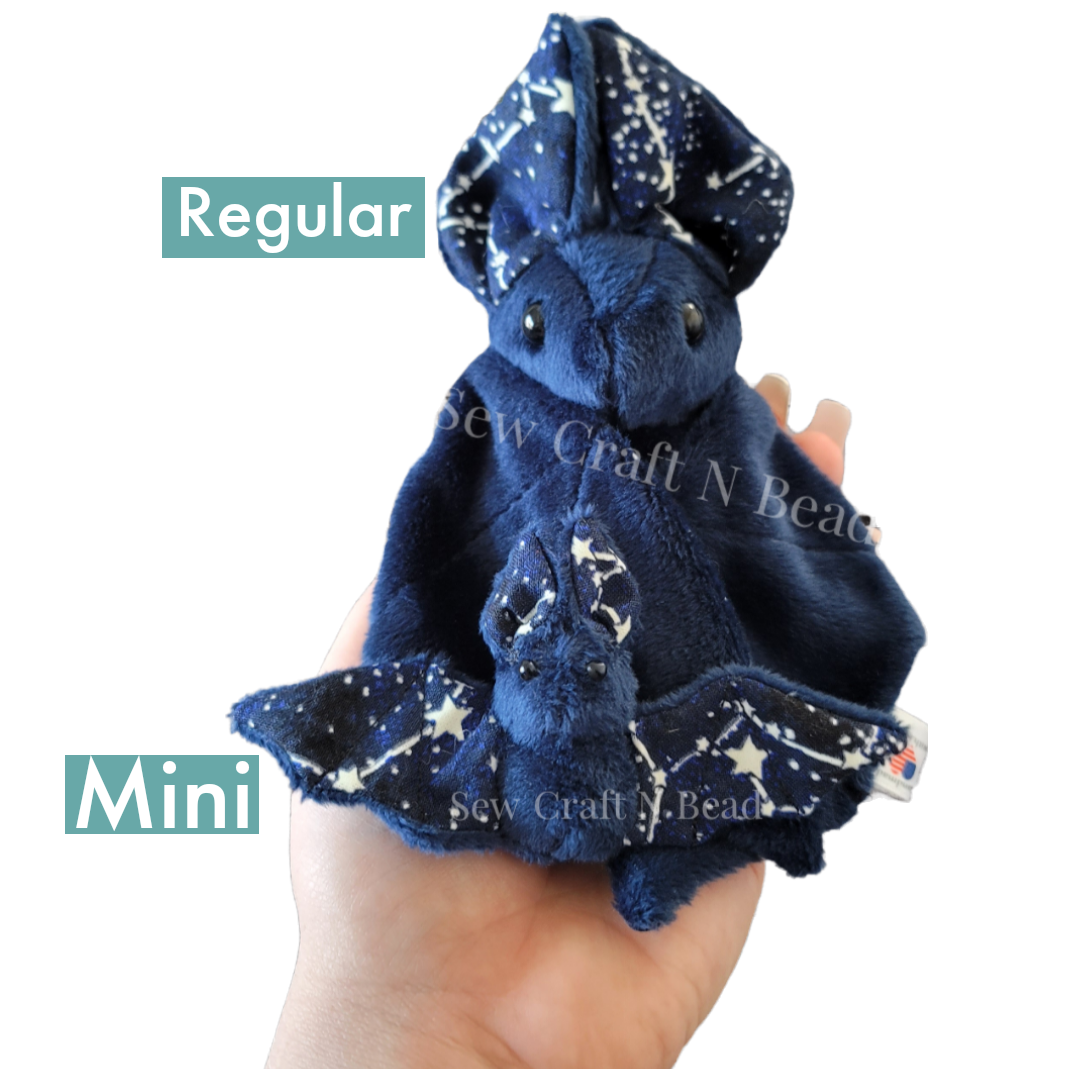 Dark Blue Glow In the Dark Galaxy Bat Plush (READY TO SHIP)