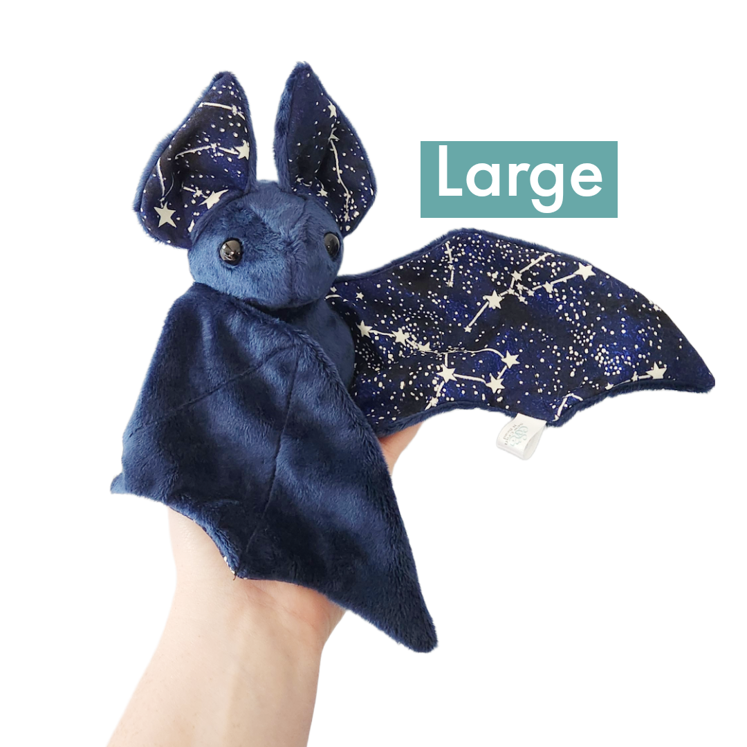 Dark Blue Glow In the Dark Galaxy Bat Plush Scented or No Scent (MADE TO ORDER)