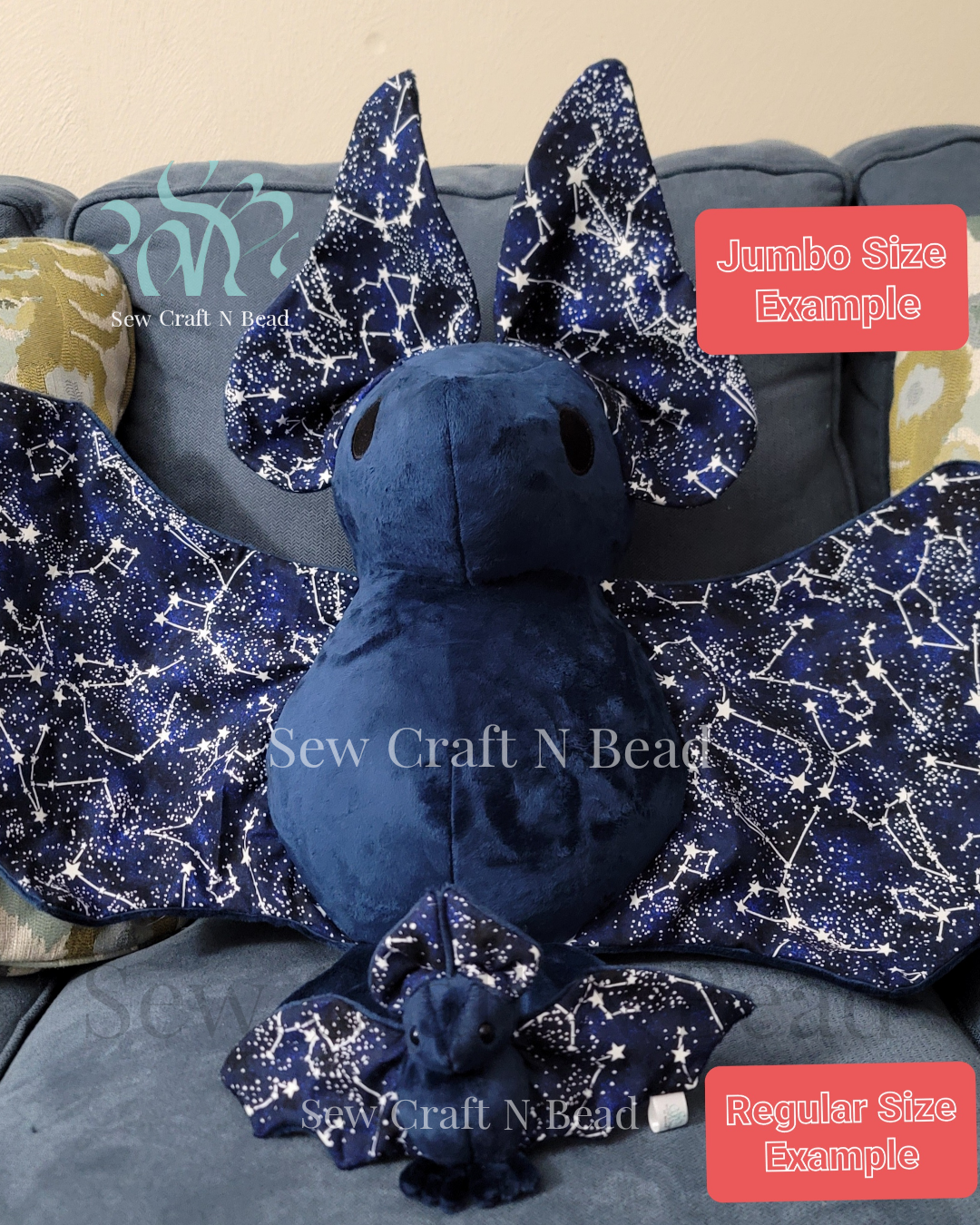Dark Blue Glow In the Dark Galaxy Bat Plush (READY TO SHIP)