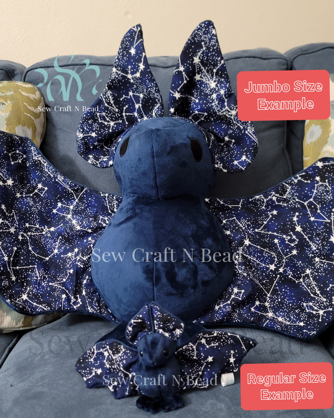 Dark Blue Glow In the Dark Galaxy Bat Plush Scented or No Scent (MADE TO ORDER)