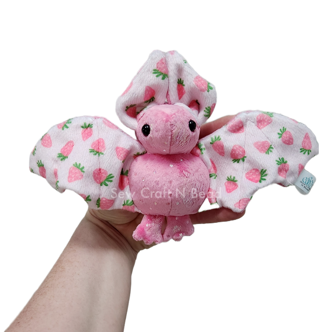 A Special Limited Edition Pink Strawberry Bat Plush Scented or No Scent (MADE TO ORDER)