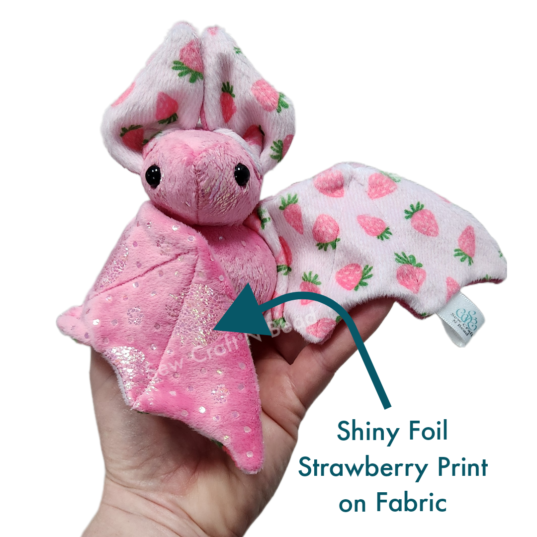 A Special Limited Edition Pink Strawberry Bat Plush Scented or No Scent (MADE TO ORDER)