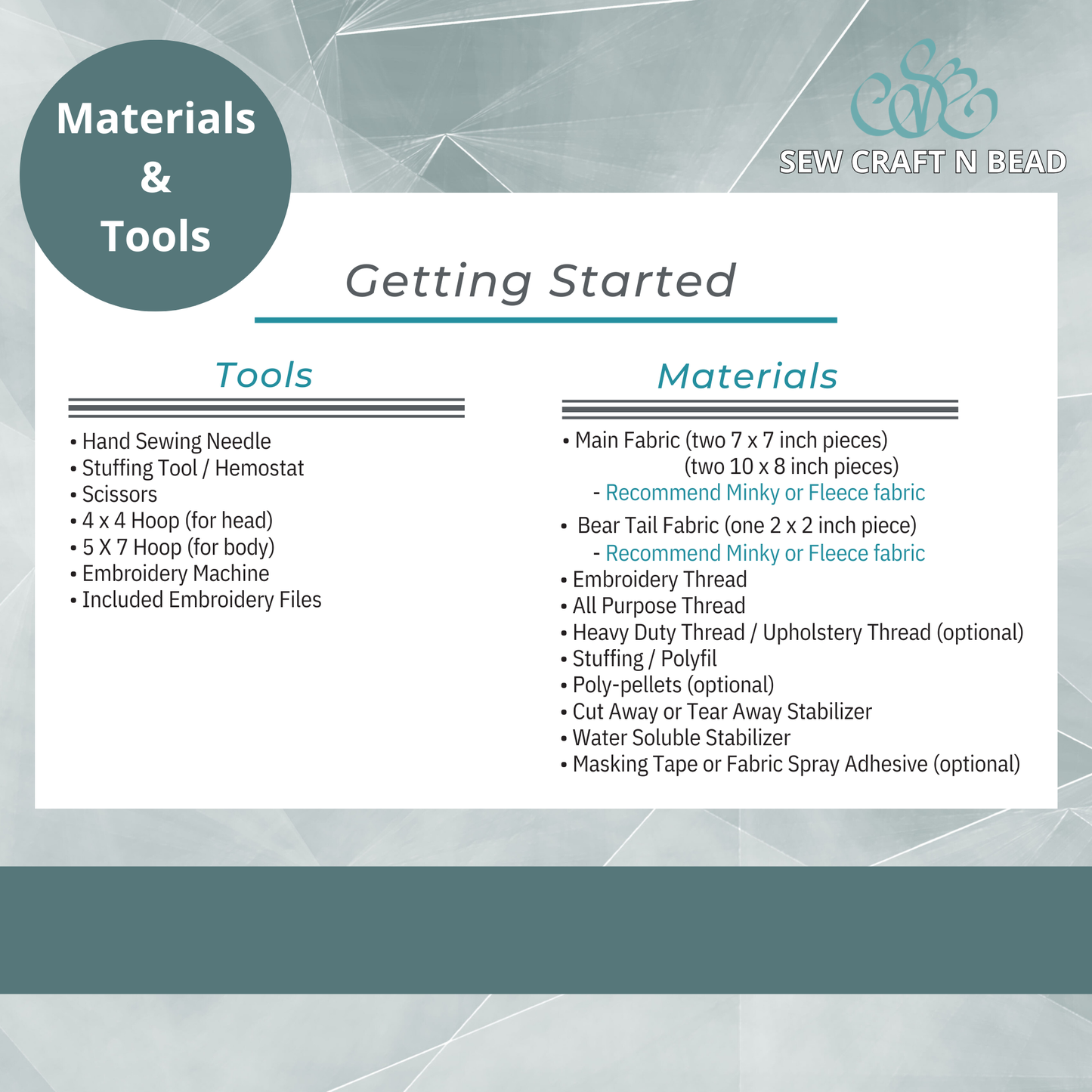 Bear Beanie Plush Laying - ITH Embroidery PATTERN