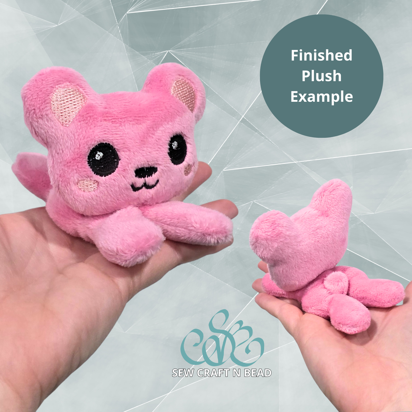 Bear Beanie Plush Laying - ITH Embroidery PATTERN