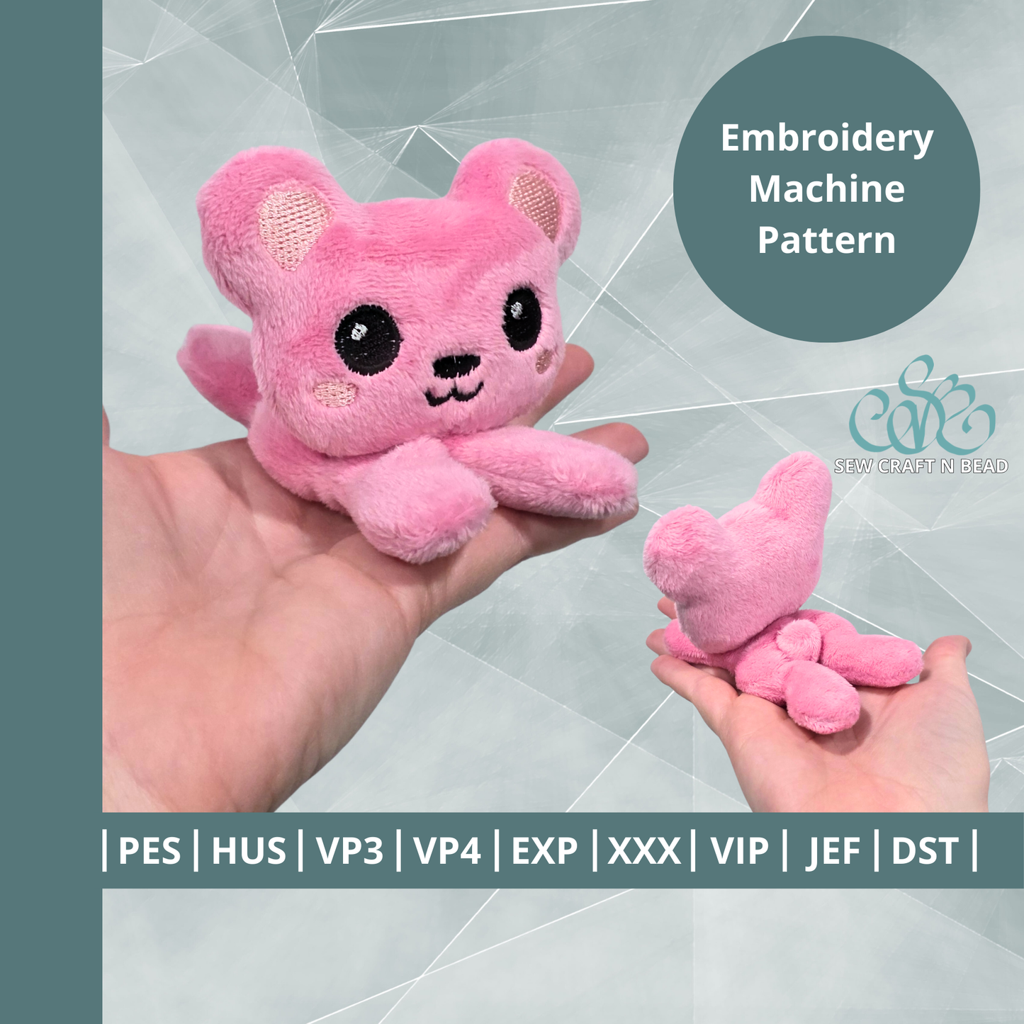 Bear Beanie Plush Laying - ITH Embroidery PATTERN