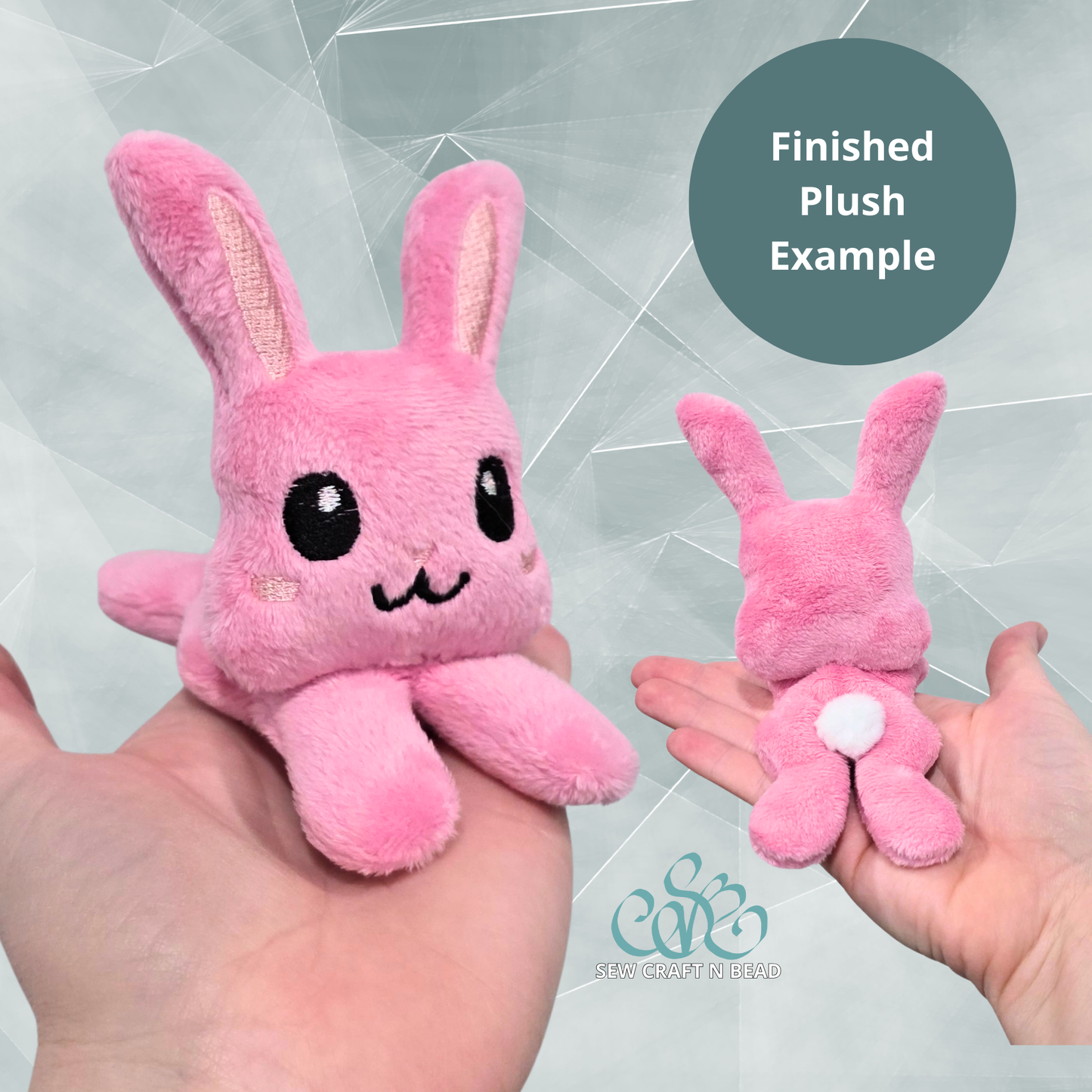Bunny Rabbit Beanie Plush Laying - ITH Embroidery PATTERN