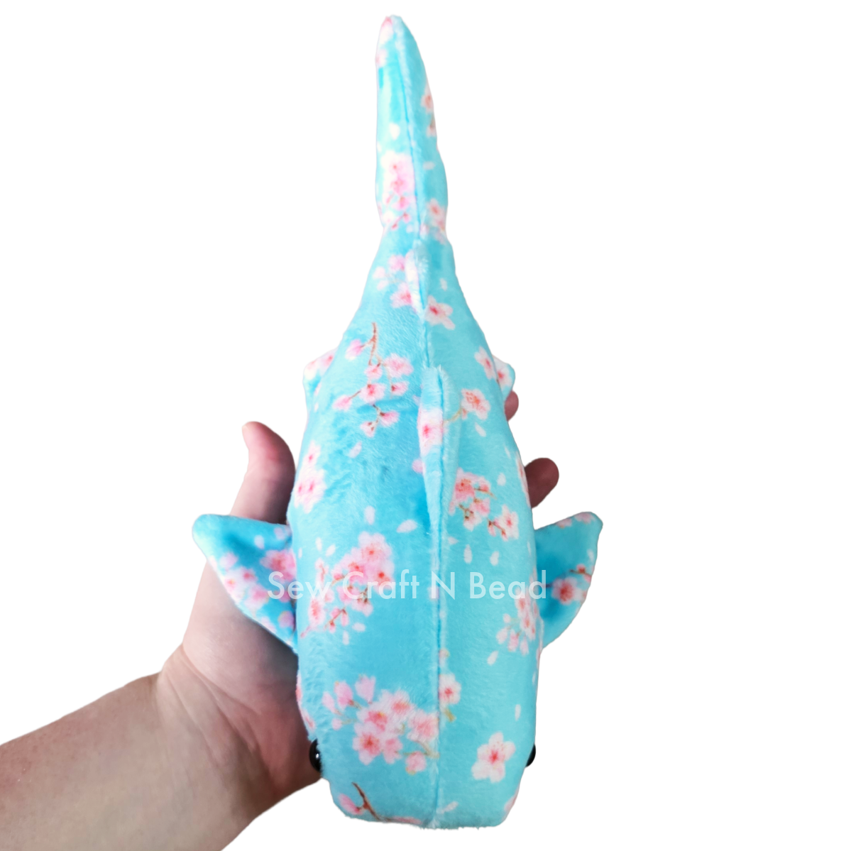 Teal Cherry Blossom Whale Shark Plush (READY TO SHIP)