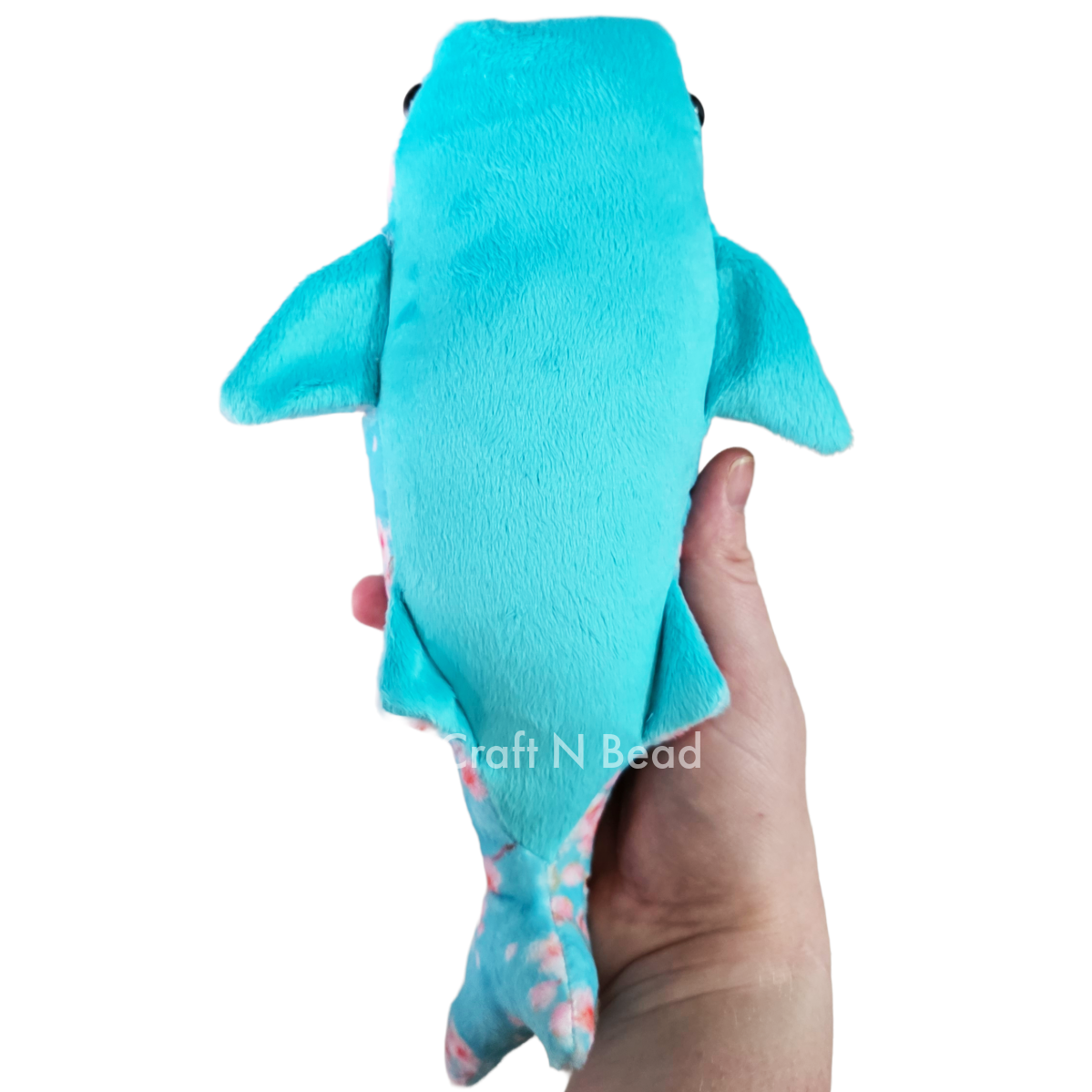 Teal Cherry Blossom Whale Shark Plush (READY TO SHIP)