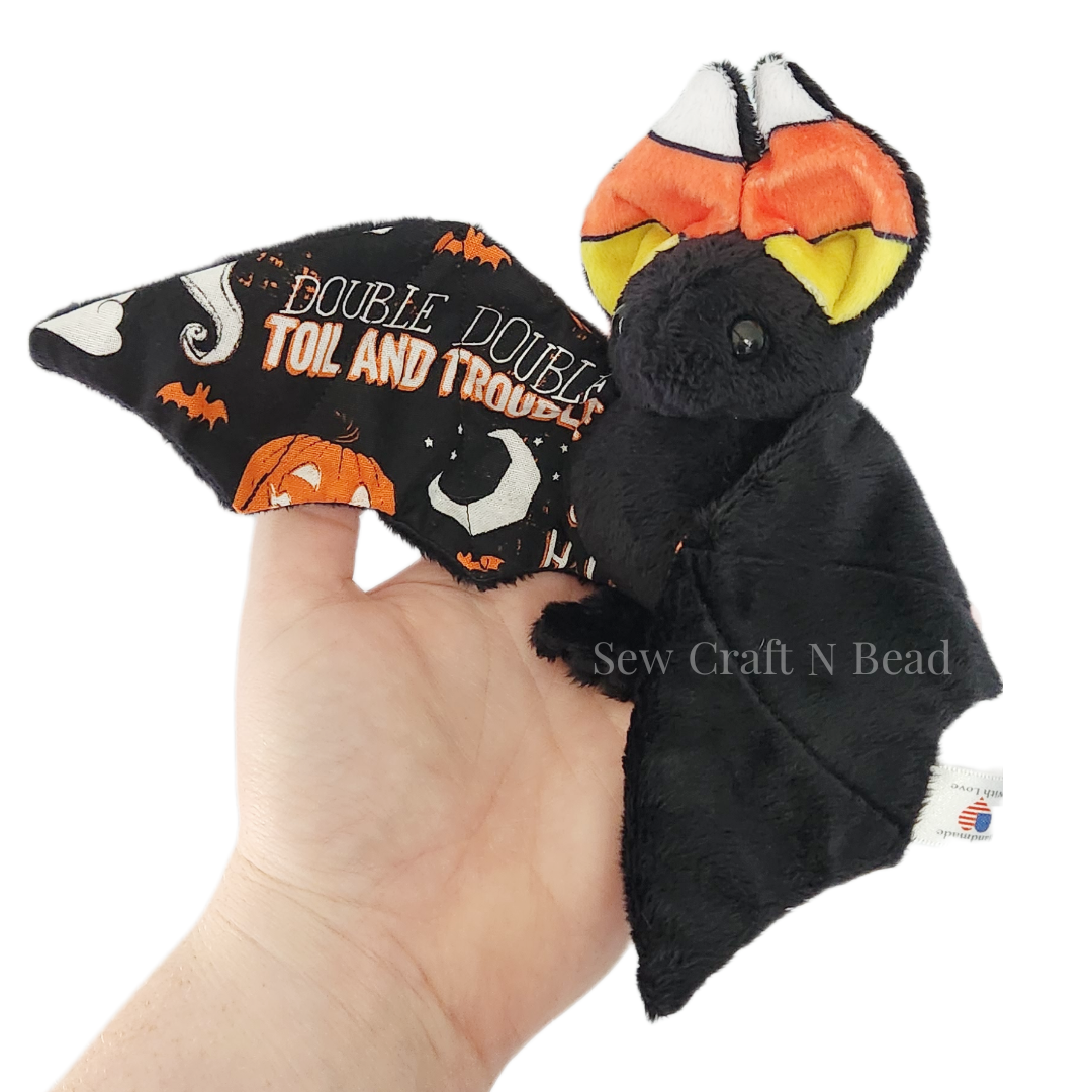 Halloween Wicked Candy Corn Ear Bat Plush (READY TO SHIP)