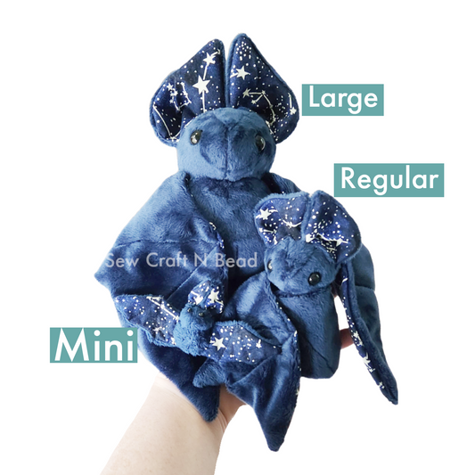 Dark Blue Glow In the Dark Galaxy Bat Plush Scented or No Scent (MADE TO ORDER)