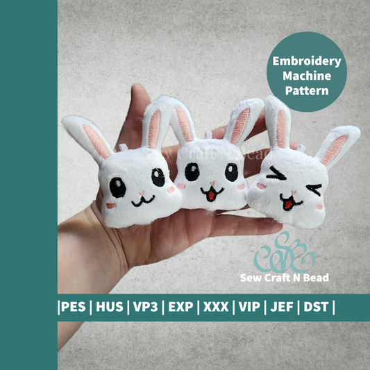 Bunny Rabbit Plush Keychain Bundle - ITH Embroidery PATTERN